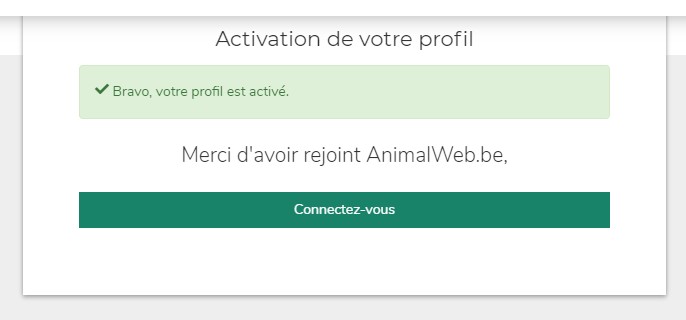 Activation profil sur AnimalWeb